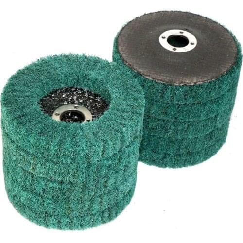 10Pcs Nylon Fiber Buffing Wheel Scouring Pad Flap Polishing Disc for Angle Grinder Green 100X16mm