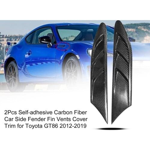 2Pcs Self-adhesive Carbon Fiber Car Side Fender Fin Vents Cover Trim for Toyota GT86 2012-2019