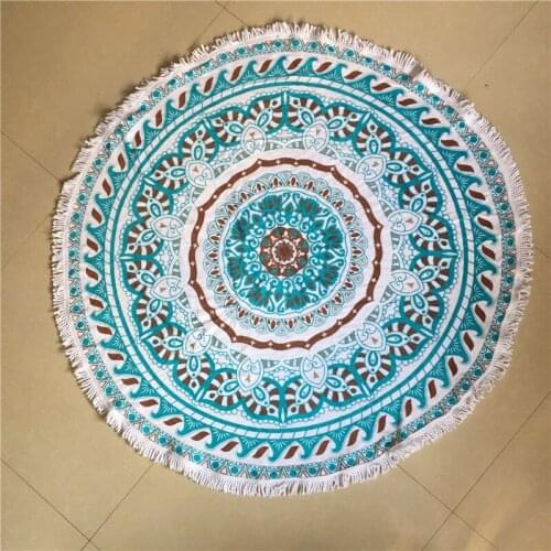 2017 New Fashion Cotton Velvet Round Beach Towels Bohemia Tassel Printing Bath Towels 150cm