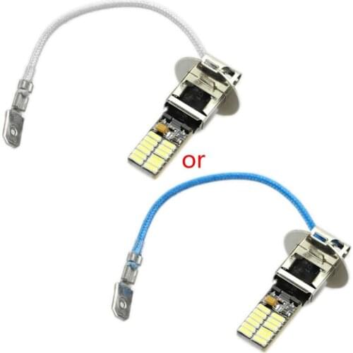 24-SMD-4014 H3 6500K HID Xenon White LED Bulbs for Fog Lights or Driving Lamps D5QE