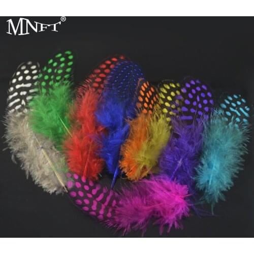 MNFT 50PCS/Lot Mixed Colors Combo Guinea Pearl Chicken Feather For Fly tying Material DIY Fly Fishing Insect Lure