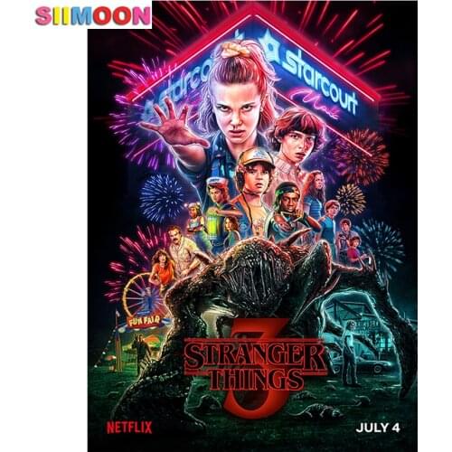 Diy 5d diamond painting Stranger Things Poster Season 3 Diamond embroidery diamond mosaic full round picture of rhinestones