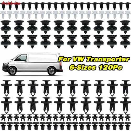 Apktnka 120PCS 6 Sizes Car Door Trim Panels Clips Auto Body Push Pin Rivet Interior Roof Carpet Retainer For VW Transporter T4