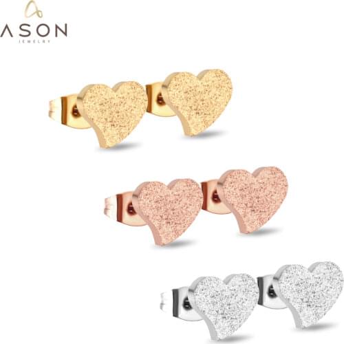 ASONSTEEL Small Earring Sets Stainless Steel Mixed Color Heart Stud Earrings Ladies Accessories Valentine Days Gift Wholesale
