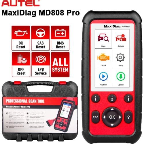 Autel MD808 PRO Car Diagnostic Tool OBD2 Scanner Transmission/SRS/ABS/EPB/Oil Reset/DPF/SAS/ Automotive Scanner