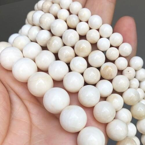 Natural White Ivory Shell Stone Beads Round Loose Spacer Beads For Jewelry Making DIY Bracelet Necklace Accessories 15” 6/8/10mm