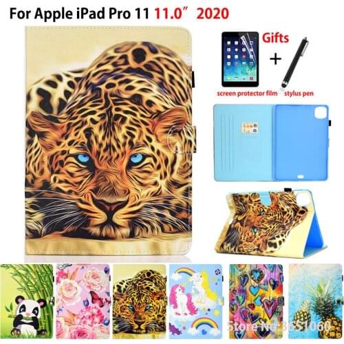 Case For iPad Pro 11 2020 Smart Case Cover For iPad Pro 11" 2020 Funda Tablet Fashion Painted PU Leather Stand Skin Shell +Gift