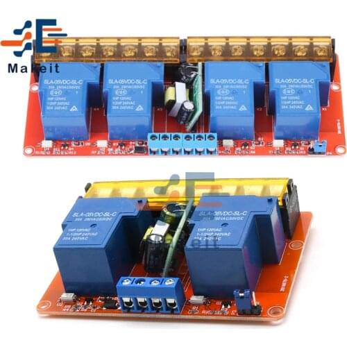 DC 5V/AC 100-250V 2 Channel 4 Channel 30A High and Low Level Trigger Control Relay Module with Isolation Relay Switch Board