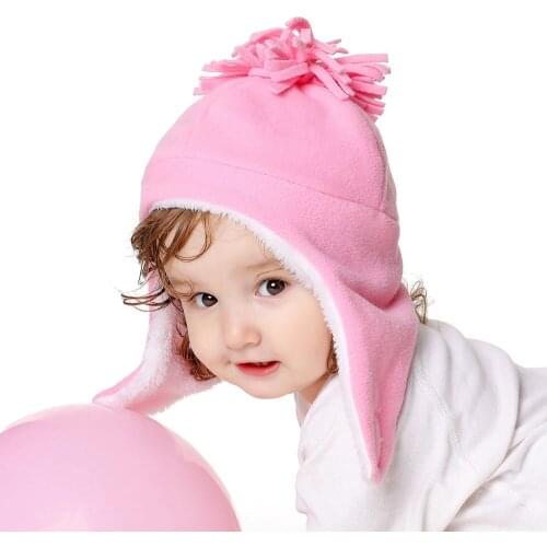 Baby Winter Warm Hat Pom Pom Beanie Hats Ear cap Children Girl and Boy Hat with Warm Fleece Lining Caps for Kids Pompom Hat H155