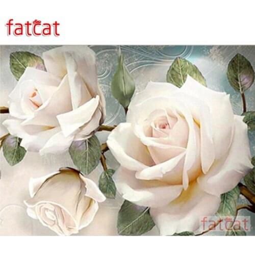 FATCAT White rose flower 5d diy diamond painting full square round drill diamond embroidery kits wall decoration AE2915