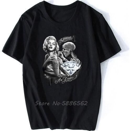 Marilyn Monroe Diamonds Tattoo Skeleton Dga Art David Gonzales T Shirt Men Cotton O-neck Tshirt Hip Hop Tees Tops Harajuku