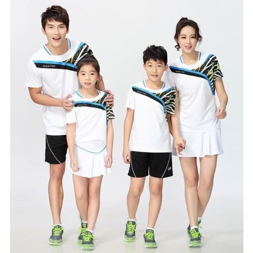 Men Women O-Neck Tennis T shirts Shorts Skirts , Boys Girls Badminton Sets , Table Tennis T-shirts , Tennis Clothing White