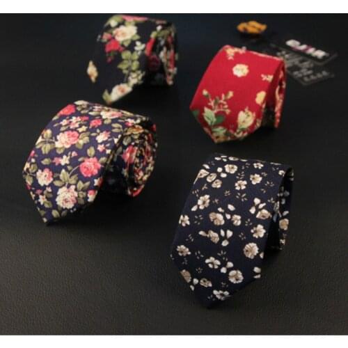 25color new Korean fashion designer wedding mens neck tie slim skinny 6cm print flower floral cotton ties for men 50pcs fedex