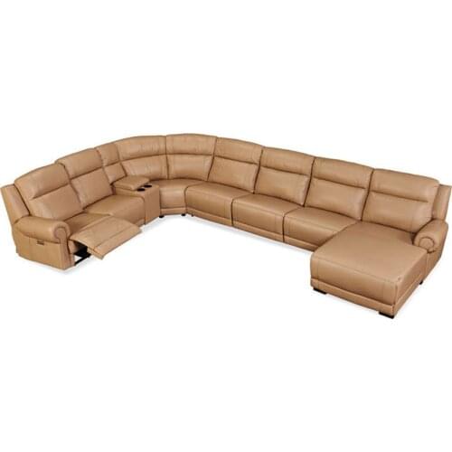 Living room Sofa bed set диван мебель кровать muebles de sala U shape recliner real genuine leather sofa cama puff asiento sala