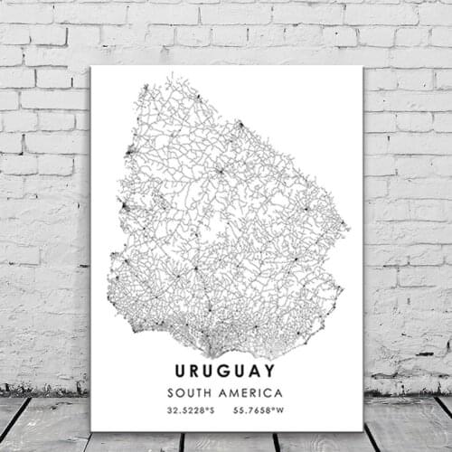 Uruguay country map print poster canvas Uruguay Country city map print poster canvas Uruguay Gift Map