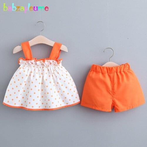 Two Piece Toddler Summer Outfits Newborn Baby Girls Clothes Cute Dot Sleeveless Cotton Vest+Shorts For Kids Clothing Sets 2006-1