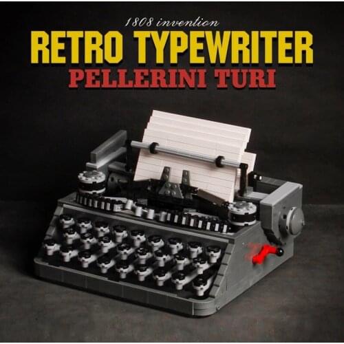 MOC Retro Typewriter Keyboard Expert Model Building Block Bricks Toys Construction Set Toys for Kids Birthday Gifts