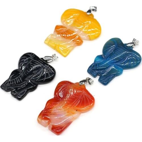 Natural Stone Pendant Animal shape Semi-Precious Exquisite Charm for Jewelry Making DIY Necklace Earrings Accessories