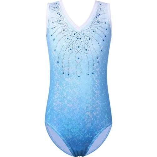 BAOHULU Toddler Girls Sleeveless Gymnastics Leotards V Neck Diamond Ballet Dance Bodysuit Shiny Tank Kids Teens Gymnastic Suits
