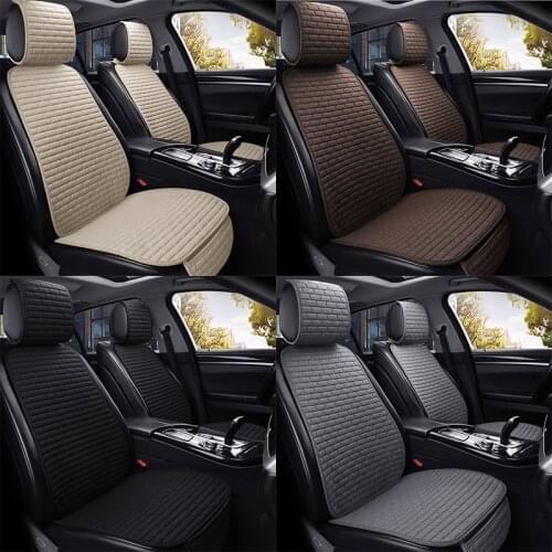 Linen Flax Car Seat Cover Protector Front Seat Back Cushion Pad Mat Auto Front Automotive interior Styling Truck SUV or Van