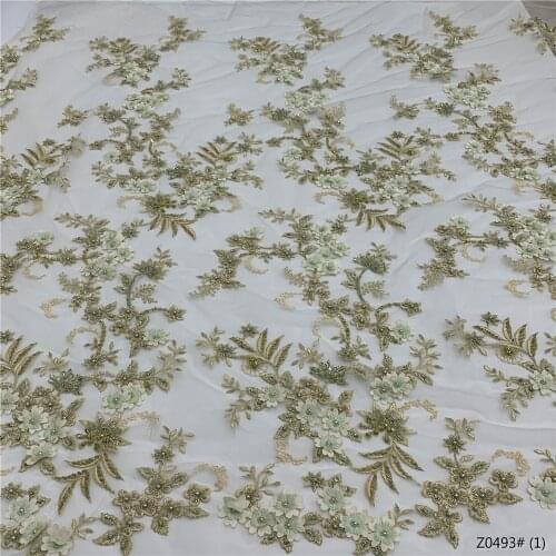 Best Quality Handmade Lace Fabric Beaded Lace Fabric Nigeria Net Lace for Wedding African French Tulle Lace Fabric qpaH0242