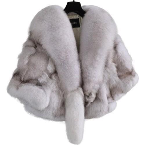 Furry 2020 Winter Womens Fur Coats Trendy Fox Fur Cloak Jackets Thick Warm Ladies Fur Shawl Female Outerwear Short Coat Clothes