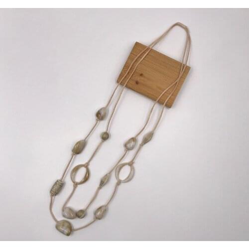 Kara&Kale Boho Fashion Jewelry Sweater Chain Layered Necklace Charms Suede Cord Acrylic&Resin Beads Necklace Women Accessories