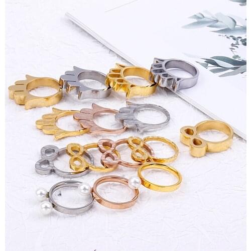 Fashion Women Finger Rings Silver Color Gold Stainless Steel Loop Band Finger Rings Jewelry