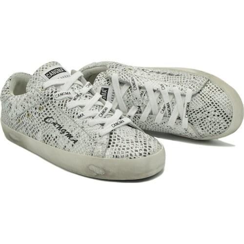 CANGMA Italian Designer Sneaker Brand Silver Snake Grain Men Breathable Adult Casual Shoe Male Sneakers Man 2021