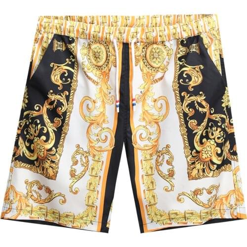 Mens Retro Ethnic Print Shorts 2021 Summer New Vintage Casual Five-point Pants Beach Pants Fashion Mens Clothing 4XL