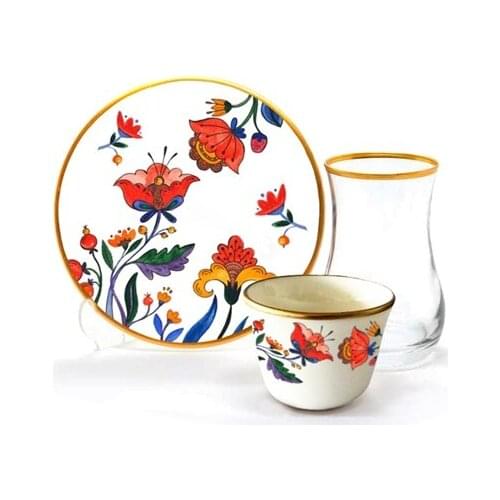 Drop Efe Tea & Arabian Coffee Cup Set 18 Pieces Oriental
