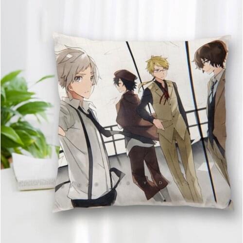 New Cushion Bungo Stray Dogs Anime Pattern Cover Throw Pillow Case Cushion For Sofa/Home/Car Decor Zipper Custom PillowCase
