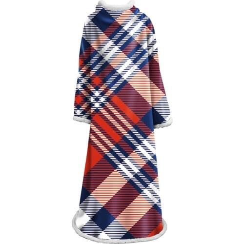 Geometric Pattern Warm Sleeve Blanket Colorful Stripe 3D Printed Travel blanket Portable Microfiber Blanket With Sleeve