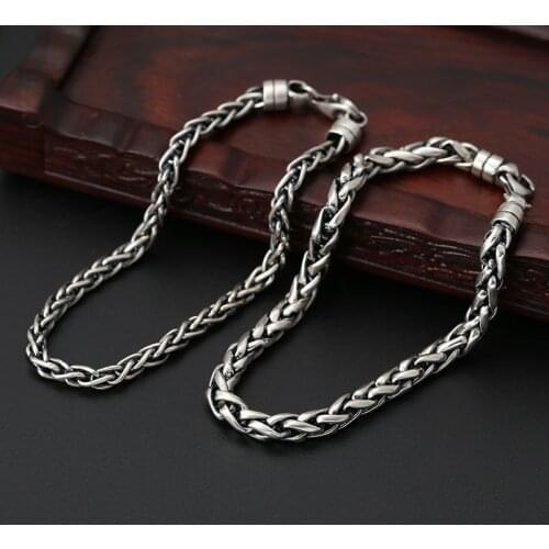 925 Sterling Silver Color Personality Weaving Bracelets Classic Link Chain Thai Silver Twist Bracelets Jewelry for Women Men