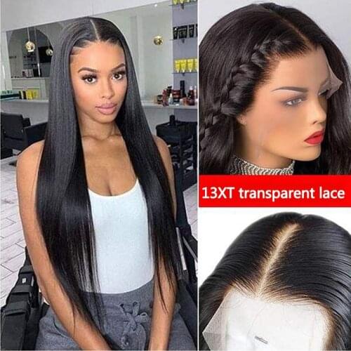 Straight Lace Front Human Hair Wigs 30 32 Inch 4x4 Lace Closure Wig Remy Malaysian Straight Wig Transparent Lace Frontal Wigs