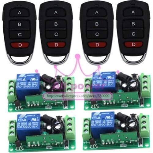 DC12V mini size remote control Switch, Remote Switch 12V 1CH Radio Digital Switch RF 4 Transmitters 4 Receivers