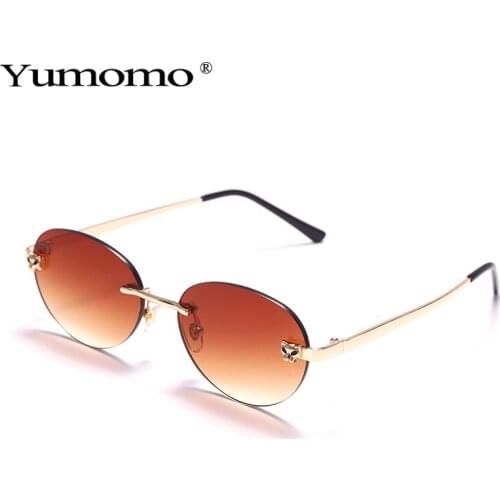 Rimless Oval Animal Sunglasses Women Men Shades Brand Designer Sun Glasses UV400 Metal Frame Retro Frameless Eyewear Unisex