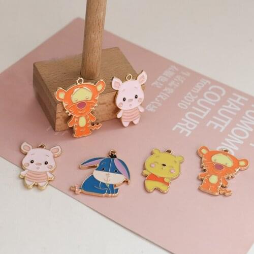 6pcs New Arrival Classic Anime Earrings Lovely Cartoon bear donkey cartoon animal little pink pig tiger diy jewelry bag pendant