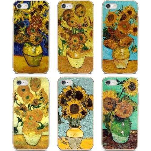 Silicone Cover Bag For Xiaomi Mi A1 A2 A3 5X 6X 8 9 9T 10 10T 11 Lite SE Pro Van-Gogh-Sunflowers-oil-painting