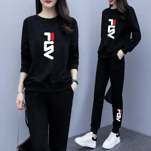 Suit Tracksuit Plus Size Women Thin Spring Autumn Leisure Sports Womens 2021 New Loose Pant Sets Long Sleeve Two Piece Clothing