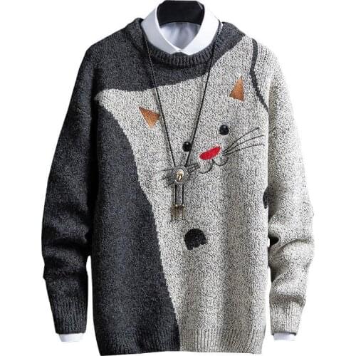Sweater Men Korean Trend Round Collar Sweaters Pullover Sweater Winter Foreign Mens Top