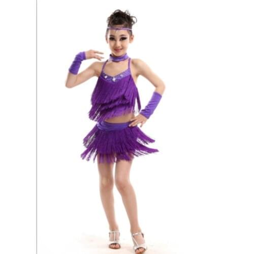 New girls Latin dance skirt game performance childrens dance clothing tassel costumes childrens exercise clothing