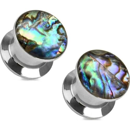 1 Pair Popular Sea-Shell Screw on Plugs Stainless-Steel Ear Plugs Tunnels Gauges Stretcher Piercings