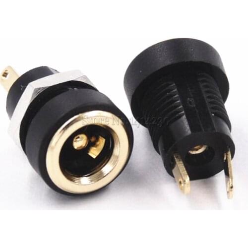 10Pcs 3A 12v for DC Power Supply Jack Socket Female Panel Mount Connector 5.5mm 2.1mm Plug Adapter 2 Terminal types GOLD PLATED