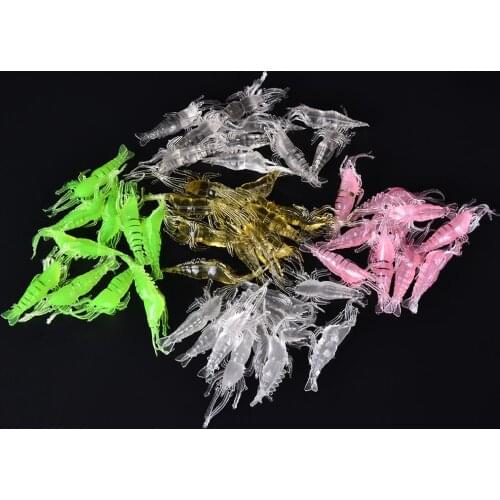 10 Pcs/lot Wholesale Soft Simulation Shrimp Prawn Fishing Lures Hook Tackle Bait Fishing Lures Fishing Tools Random Color