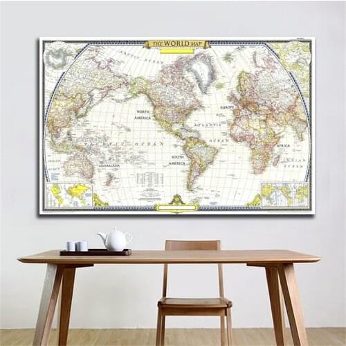 1951 World Globe Map A2-59*42cm Personalized Atlas Poster World Map Wall Sticker Decoration for Home Office School Supplies
