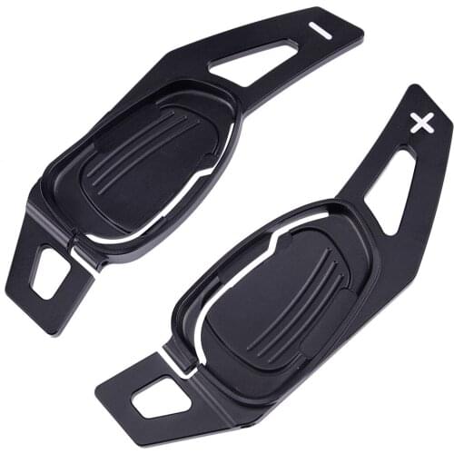 2pcs Car Black Aluminum Alloy Steering Wheel Shift Paddle Shifter Extension Fit for Audi A5 S3 S5 SQ5 RS3 RS6 RS7
