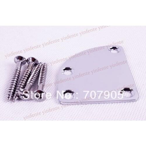 2x Chrome Small Electric Guitar Neck Joint Plate Screws Plates Guitar parts