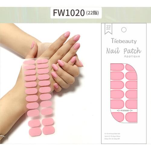 22tips/Sheet New Solid Color Nail Art Full Cover Adhesive Polish Foils Waterproof Tips DIY 3D Decals Stickers for Women Gift