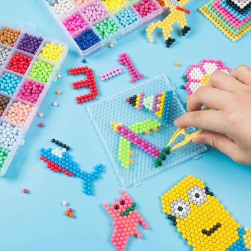 300Pcs/bagt 36 Colors 5mm Aqua Water Beads Spray Perler Magic Beads Educational 3D Beads Puzzles Accessories for Children Toys